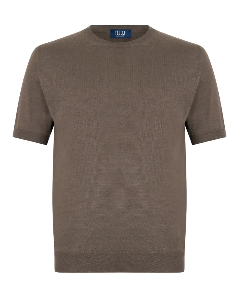 Fedeli round-neck short-sleeve T-shirt - Braun Braun