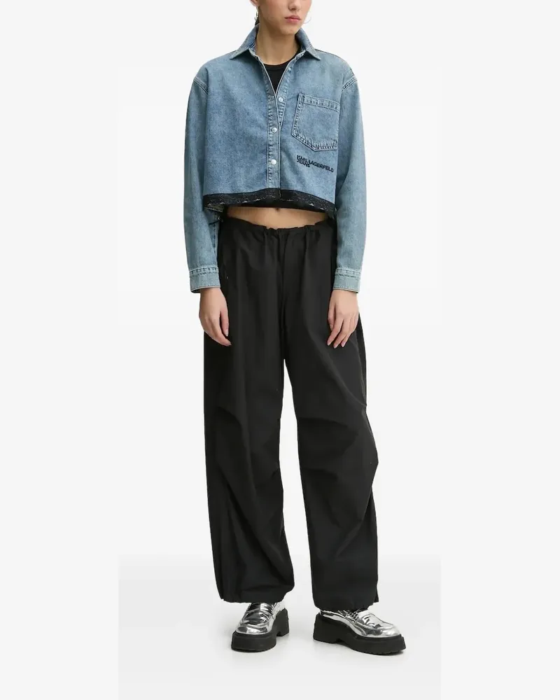 Karl Lagerfeld Jeanshemd mit Spitzenbesatz - Blau Blau