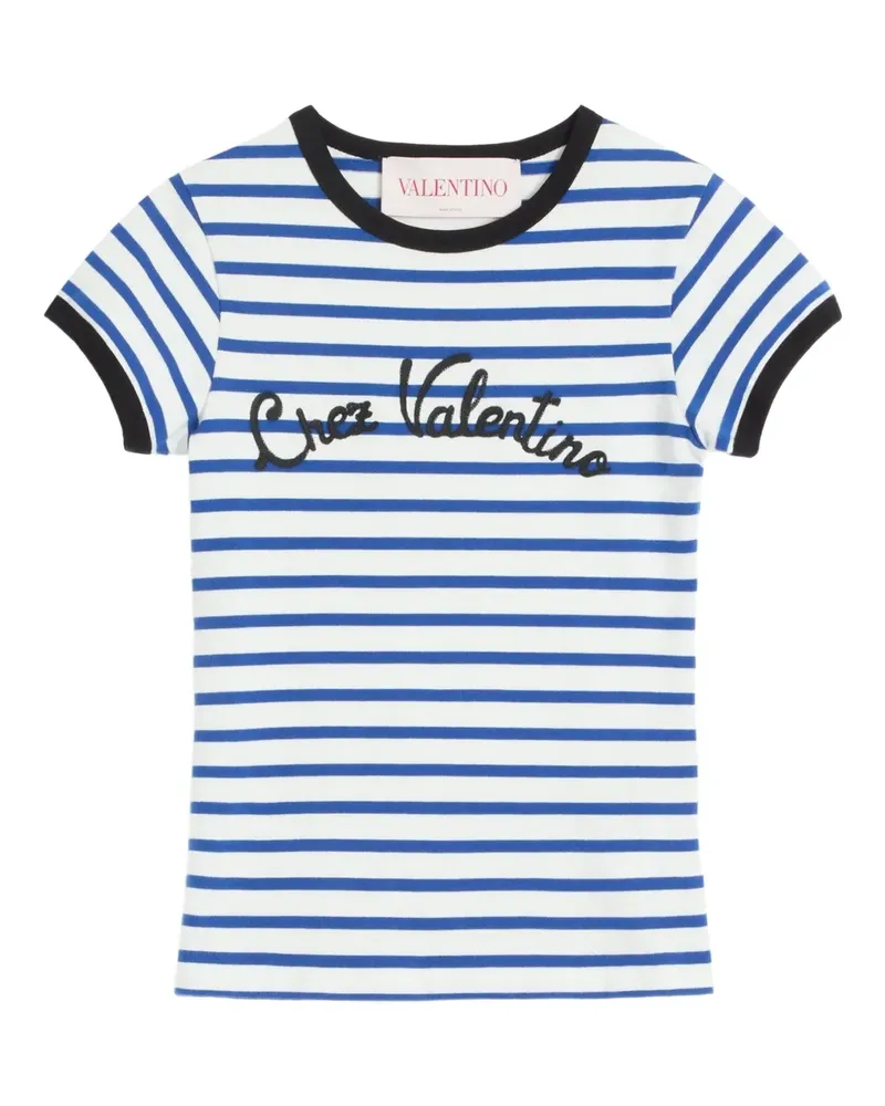 Valentino Garavani Gestreiftes T-Shirt - Blau Blau
