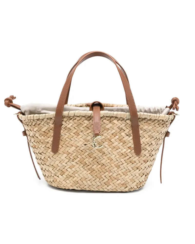 Coccinelle C-Me woven leather-trim tote bag - Nude Nude
