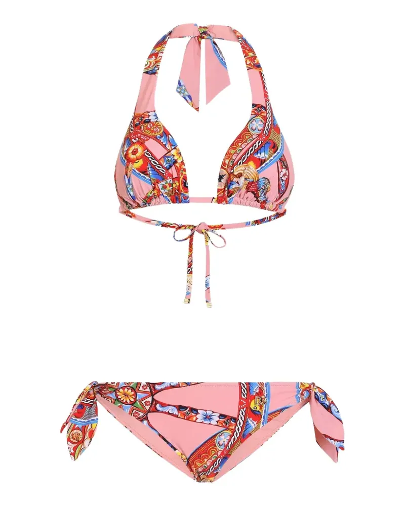 Dolce & Gabbana Carreto-print triangle bikini - Rosa Rosa