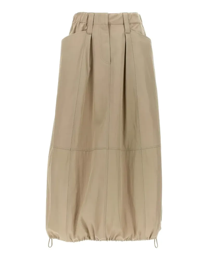 Brunello Cucinelli gathered-hem midi skirt - Nude Nude