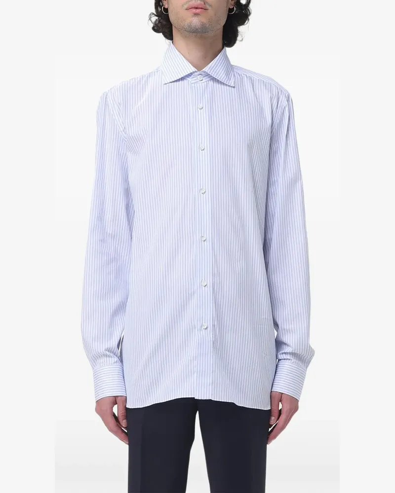 Luigi Borrelli vertical-stripe long-sleeve shirt - Blau Blau