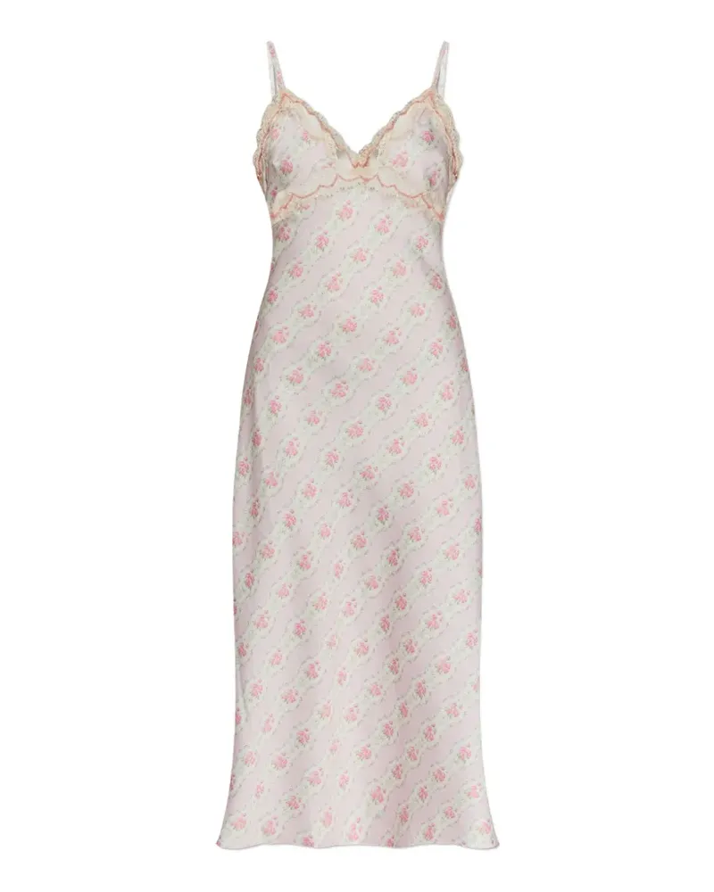 LoveShackFancy Idris Midikleid mit Blumenprint - Rosa Rosa