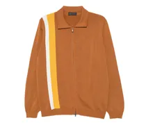 stripe-detail zip-up cardigan - Braun