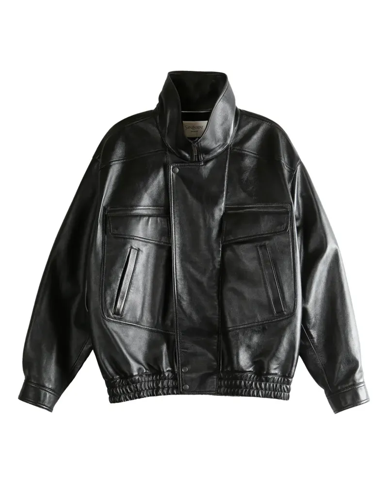 Saint Laurent Klassische Lederjacke - Schwarz Schwarz