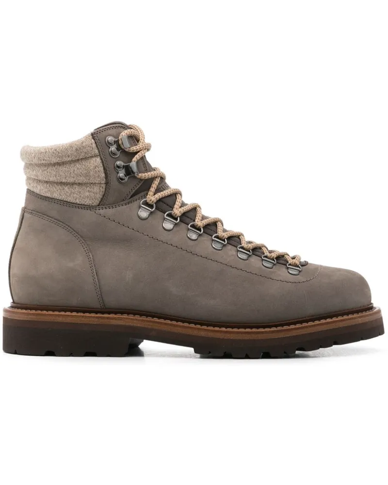 Brunello Cucinelli Stiefel aus Nubukleder mit Wolleinsatz - Grau Grau