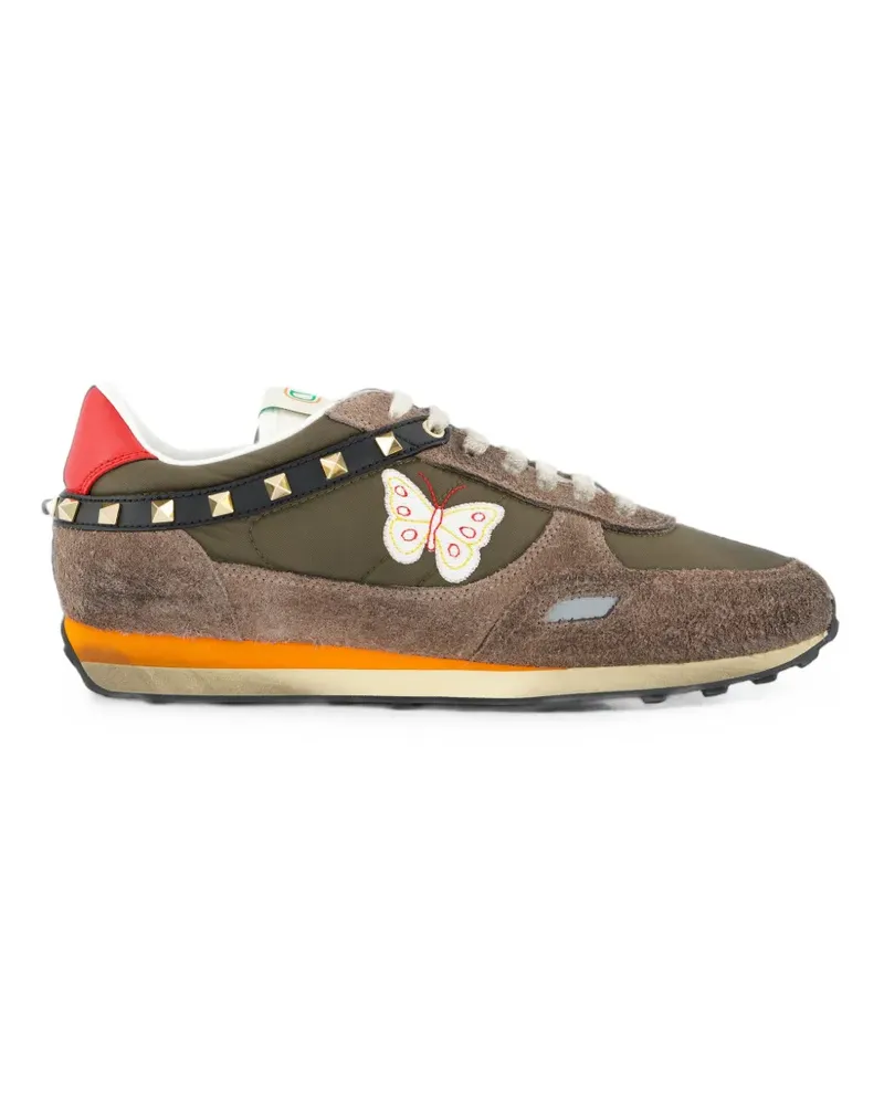 Valentino Garavani Sneakers aus Spaltleder und Nylon mit Schmetterlingsstickerei - Grün Grün