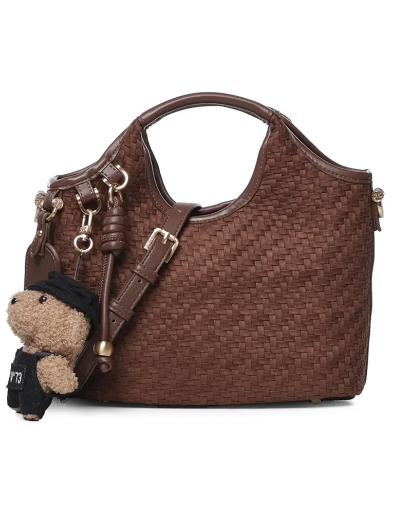 V°73 Zelda Schultertasche mit Webmuster - Braun Braun