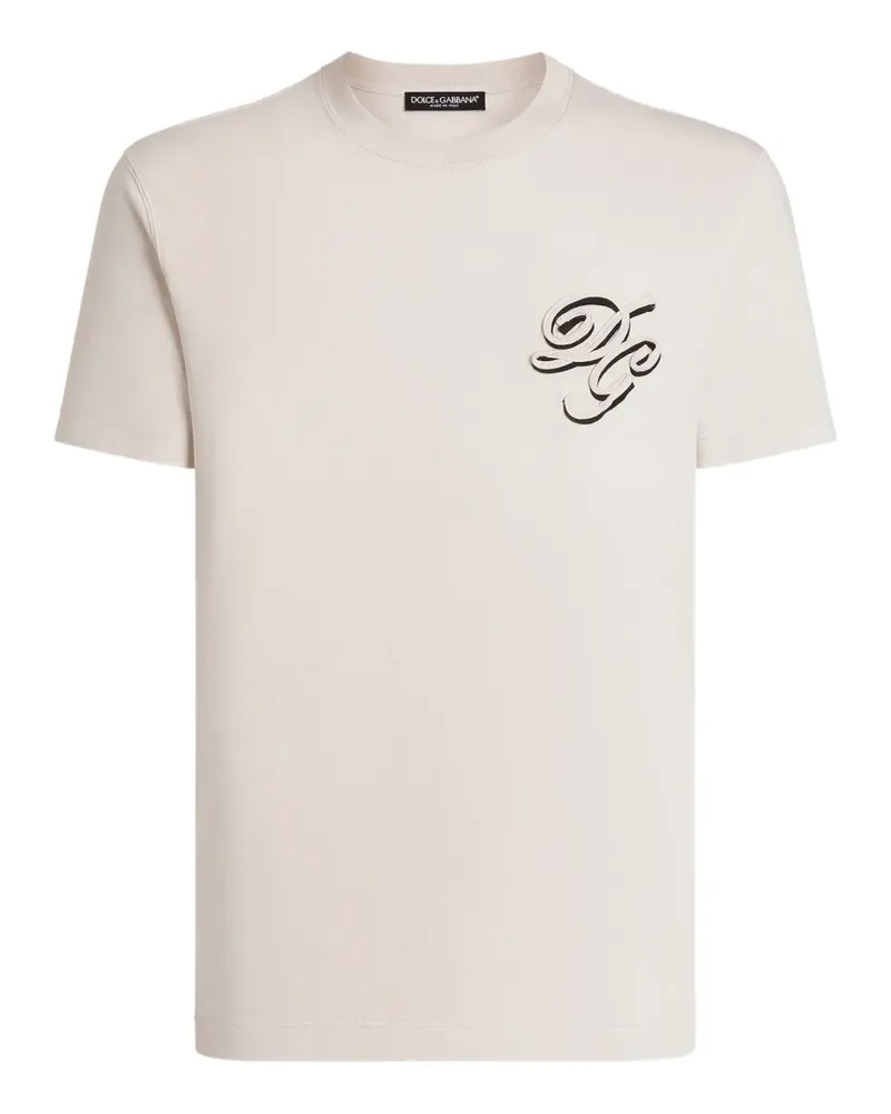 Dolce & Gabbana T-Shirt mit Logo-Applikation - Nude Nude