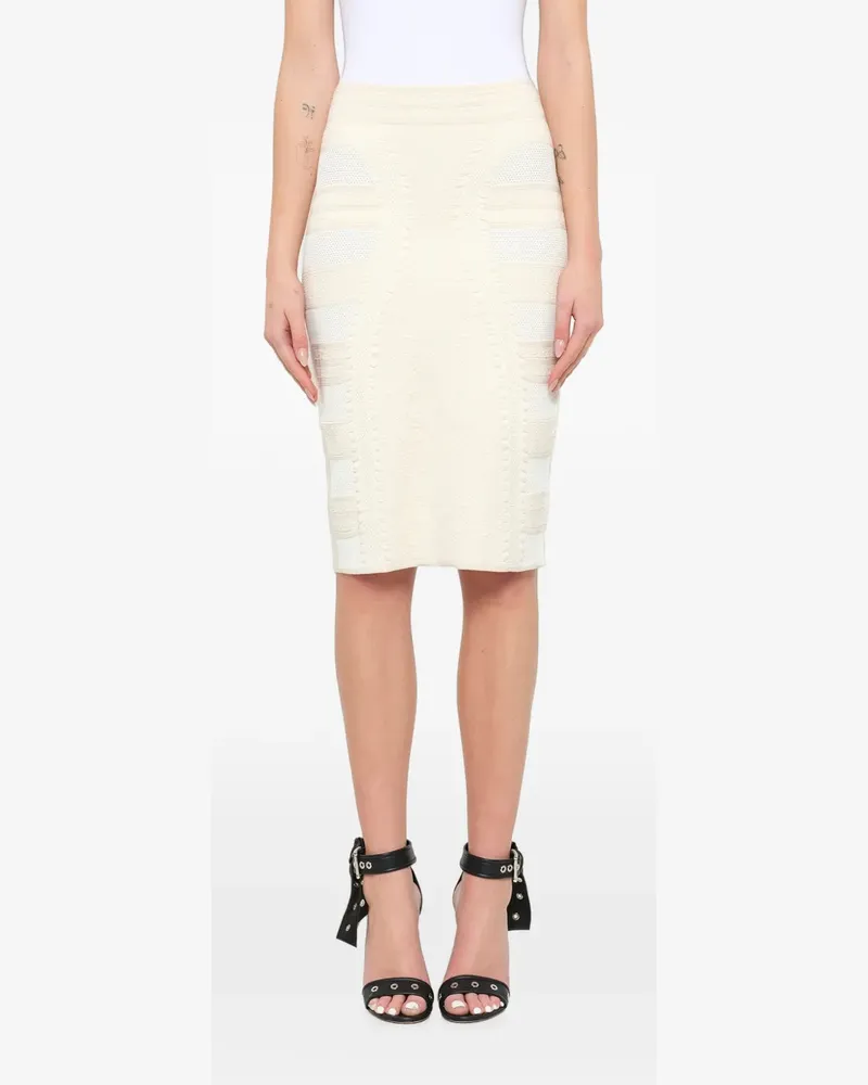 Alexander McQueen Texturierter Bleistiftrock - Nude Nude