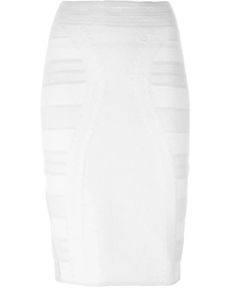 Alexander McQueen Texturierter Bleistiftrock - Weiß Weiß
