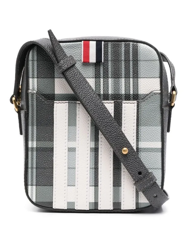 Thom Browne Kuriertasche mit Karomuster Grau