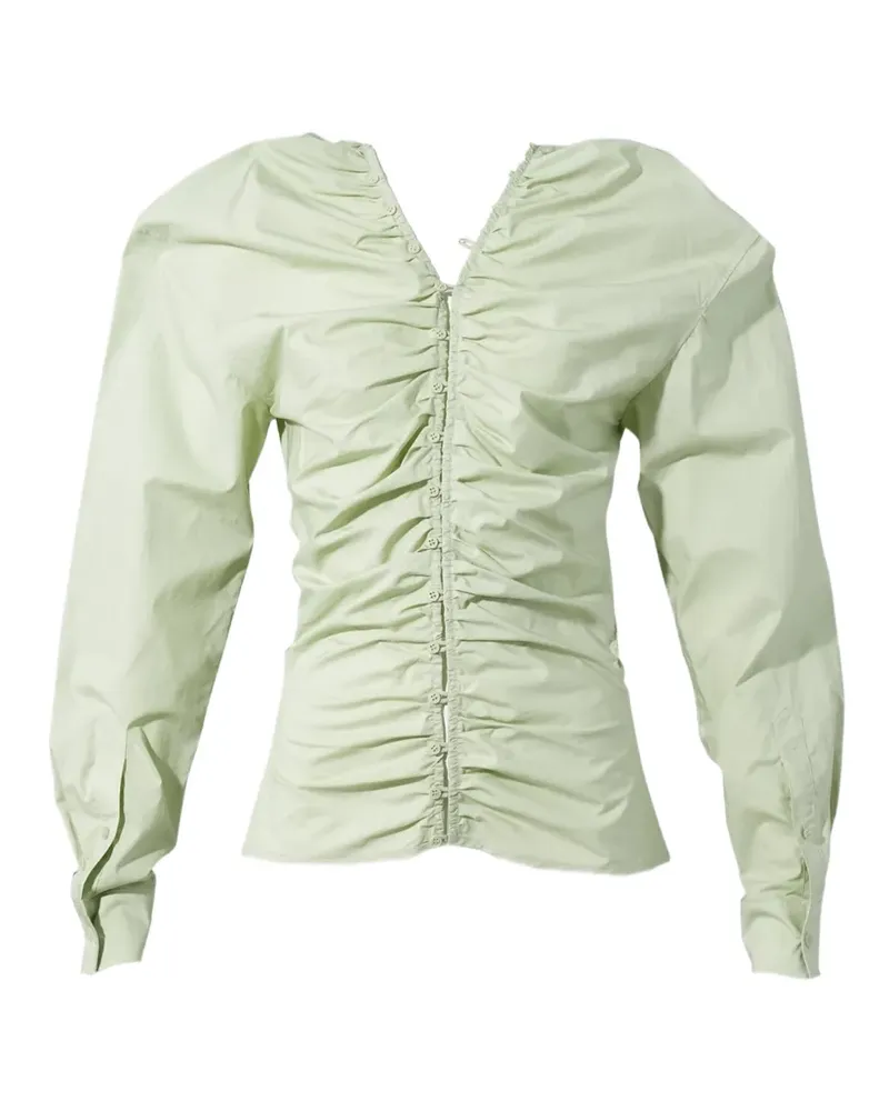 pushBUTTON ruched button-up shirt - Grün Grün