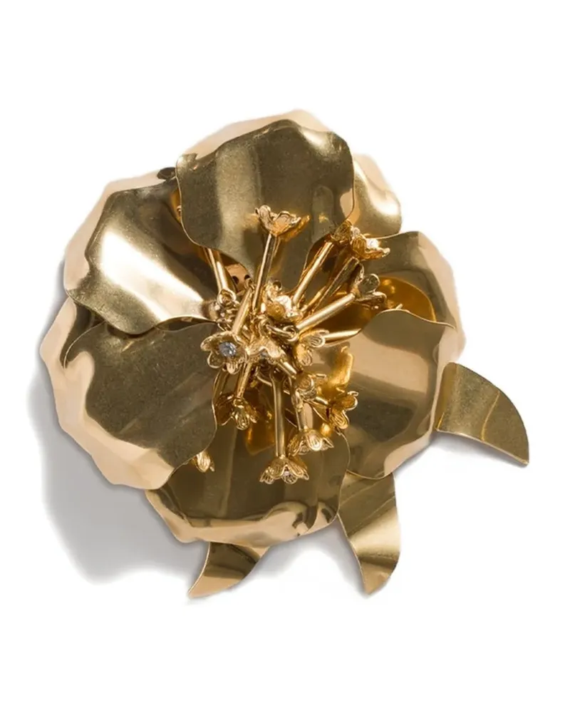 Miu Miu Brosche mit Blumenmotiv - Gold Gold