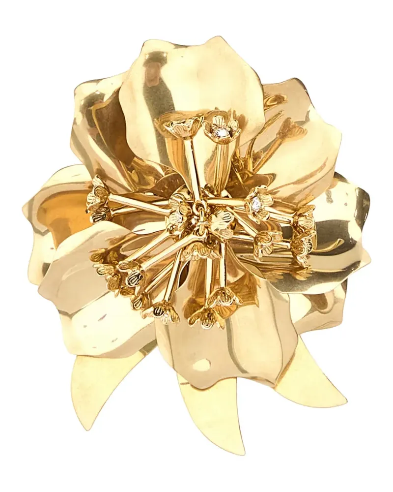 Miu Miu Brosche mit Blumenmotiv - Gold Gold