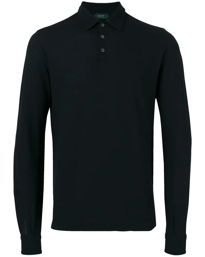 Zanone Poloshirt mit langen Ärmeln - Blau Blau