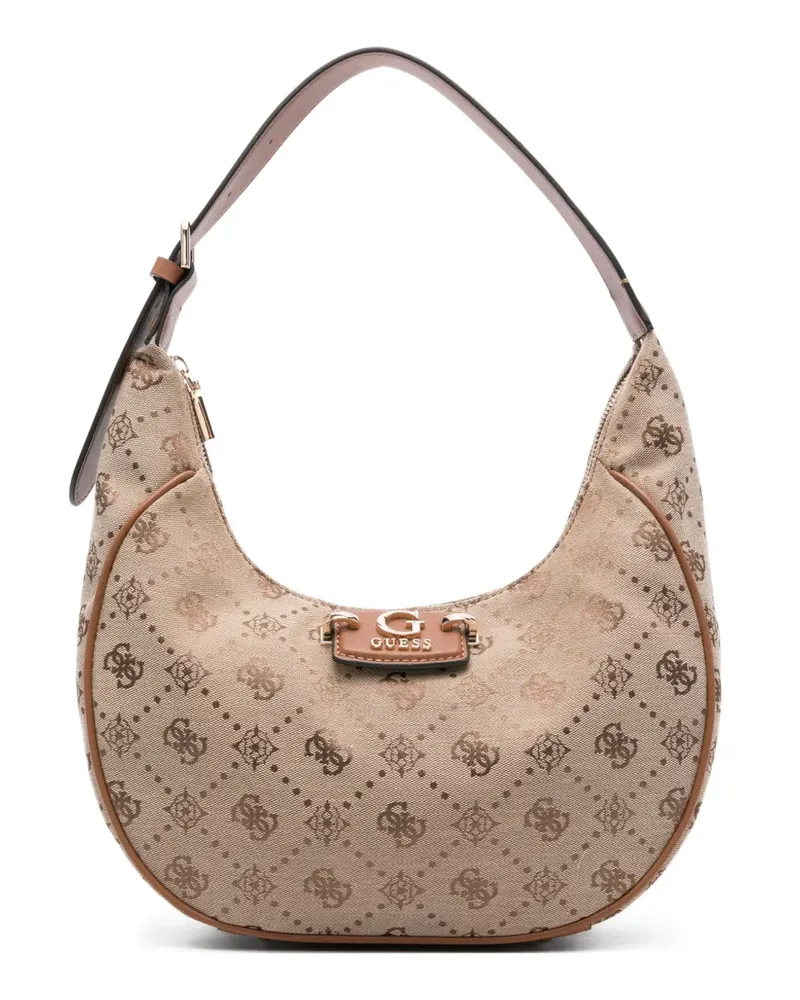 Guess Schultertasche mit Logo-Schild - Nude Nude
