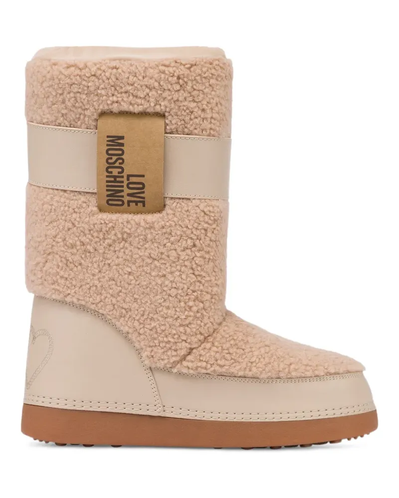 Moschino Schneestiefel aus Faux Shearling - Nude Nude