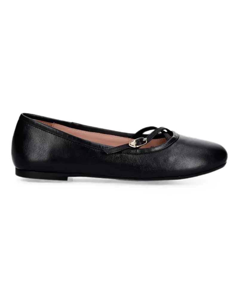 Moschino heart-motif crossover-strap ballet flats - Schwarz Schwarz