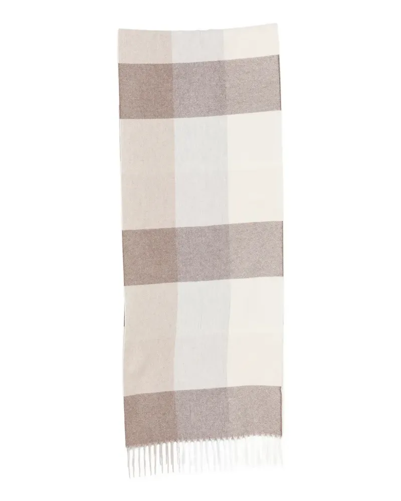 LARDINI check-pattern fringed scarf - Nude Nude
