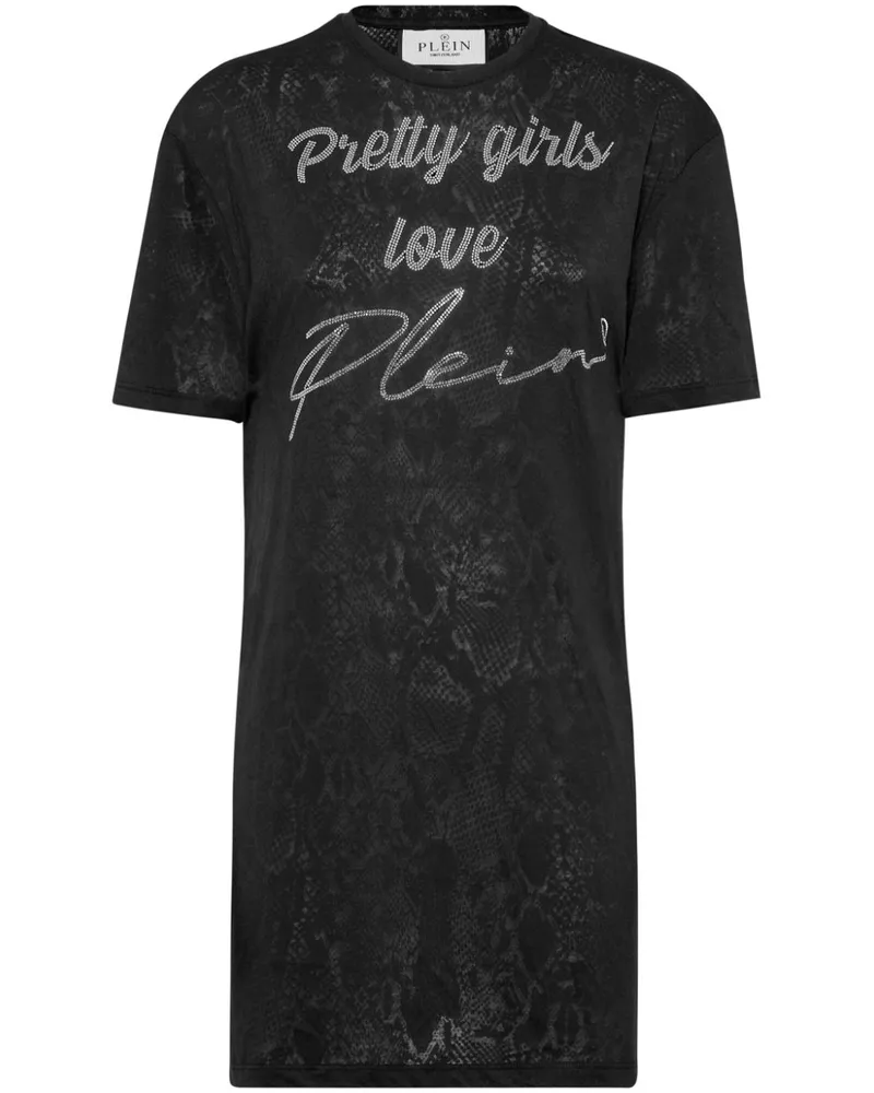 Philipp Plein T-Shirtkleid mit kurzen Ärmeln - Schwarz Schwarz