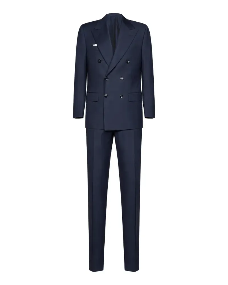 Kiton double-breasted wool suit - Blau Blau