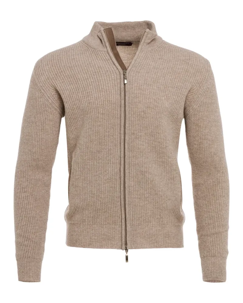 Doriani Gerippter Cardigan mit Reißverschluss - Nude Nude