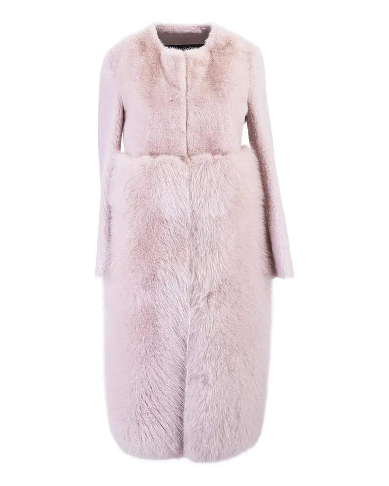 BLANCHA panelled fur-trim coat - Rosa Rosa