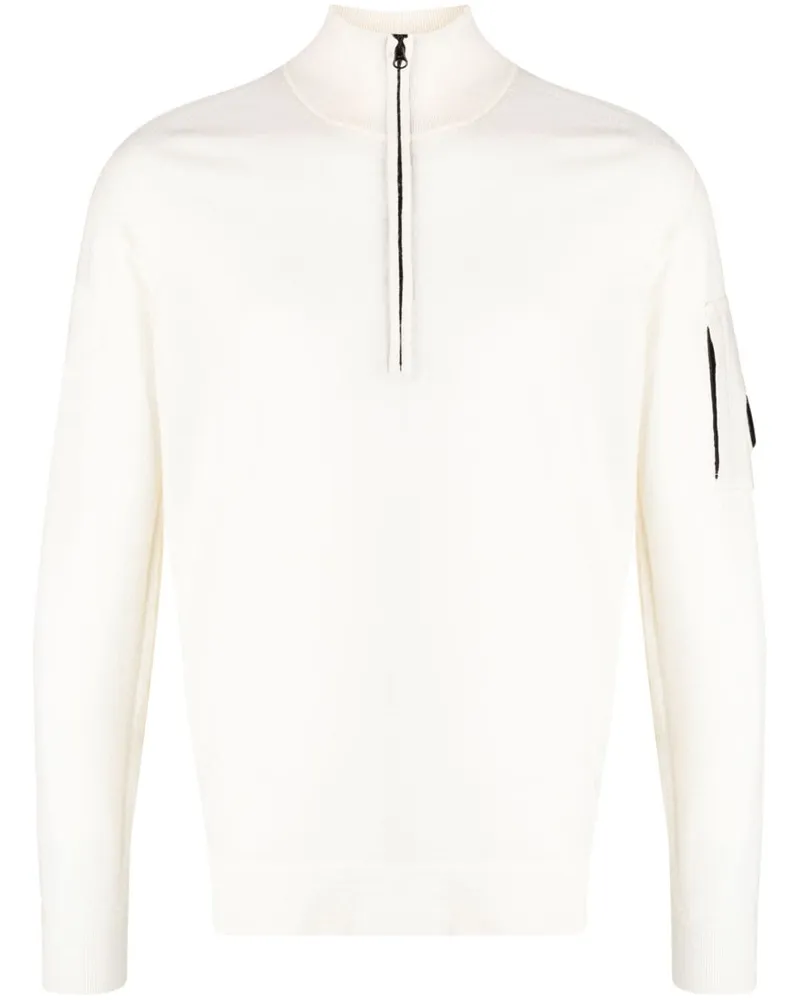 C.P. Company Pullover mit Linsen-Detail - Weiß Weiß