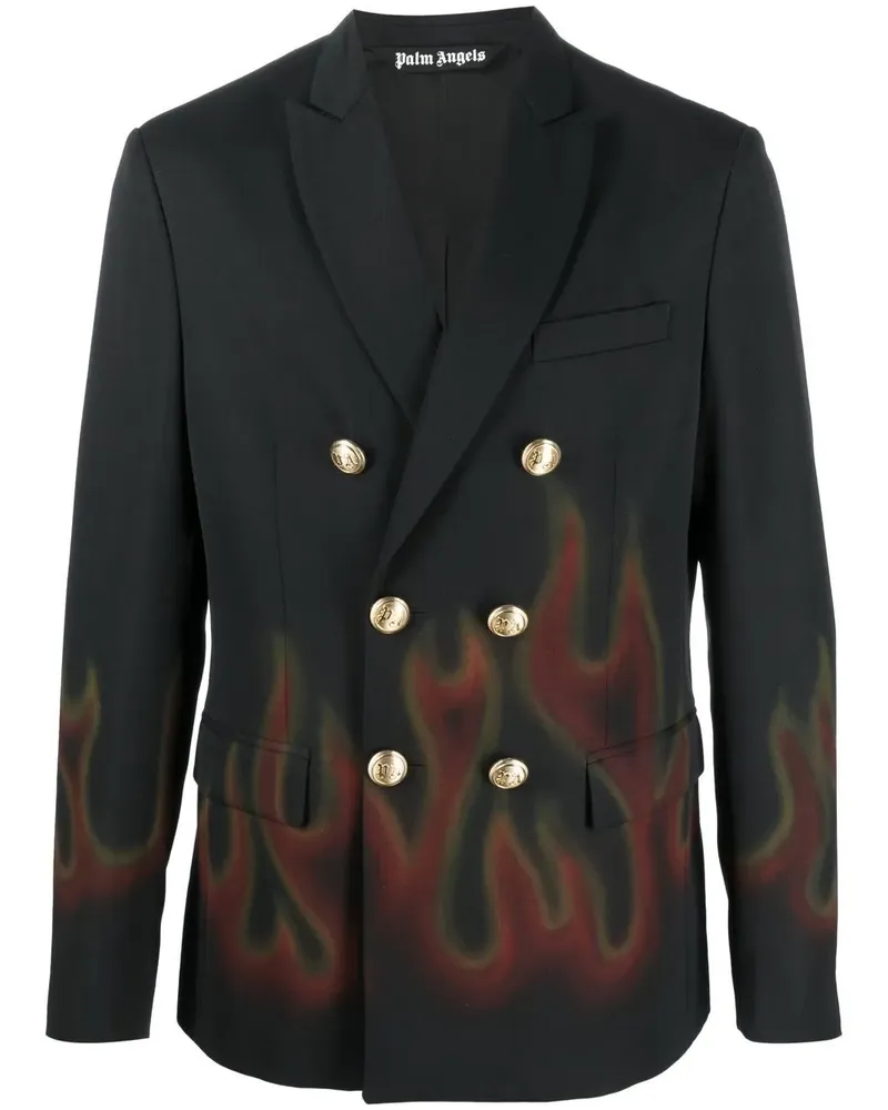 Palm Angels Doppelreihiges Sakko mit Print - Schwarz Schwarz