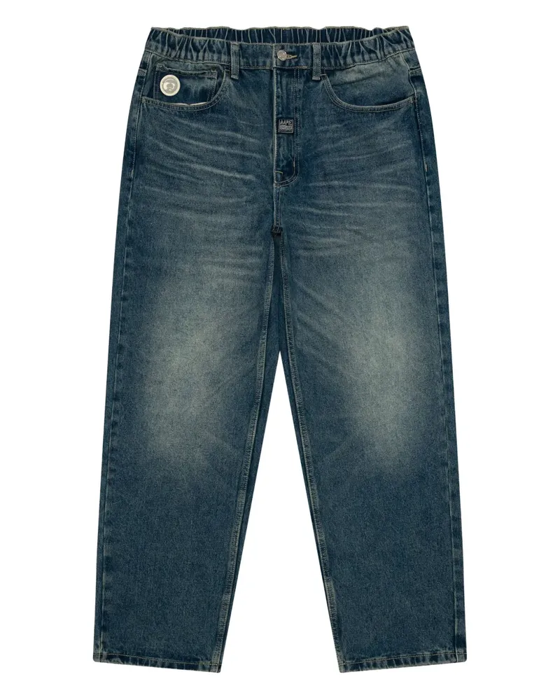 BAPE elasticated logo-patch jeans - Blau Blau