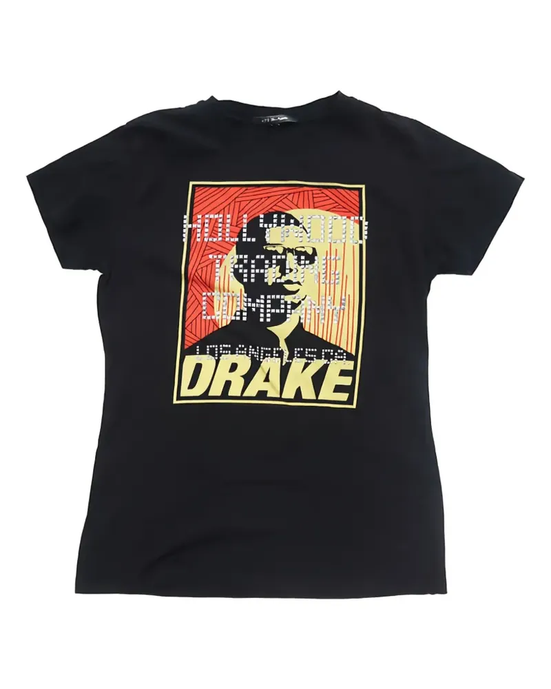 HTC Hollywood Trading Company Drake Lux T-Shirt mit Nieten - Schwarz Schwarz