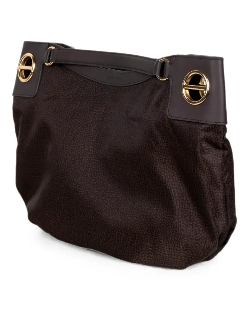 Borbonese Mini London leather-trim clutch bag - Braun Braun
