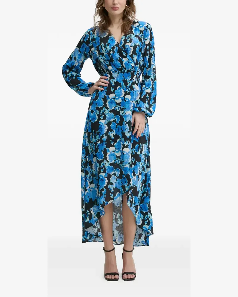Morgan floral-patterned V-neck midi dress - Blau Blau