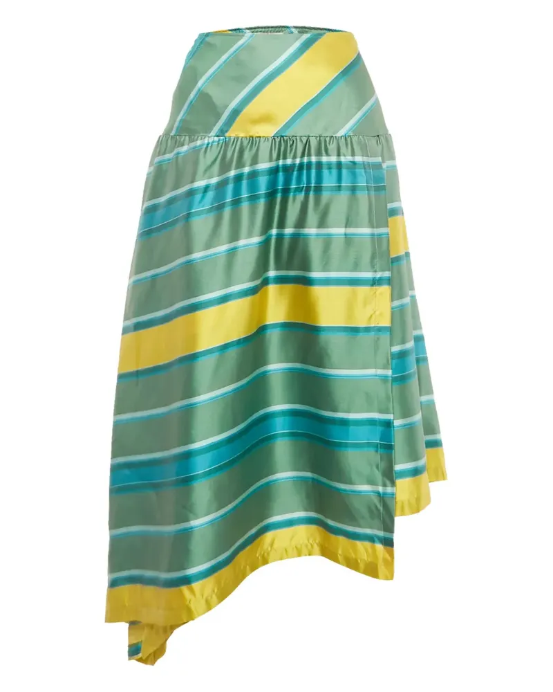 Max Mara Gestreifter Midirock - Grün Grün