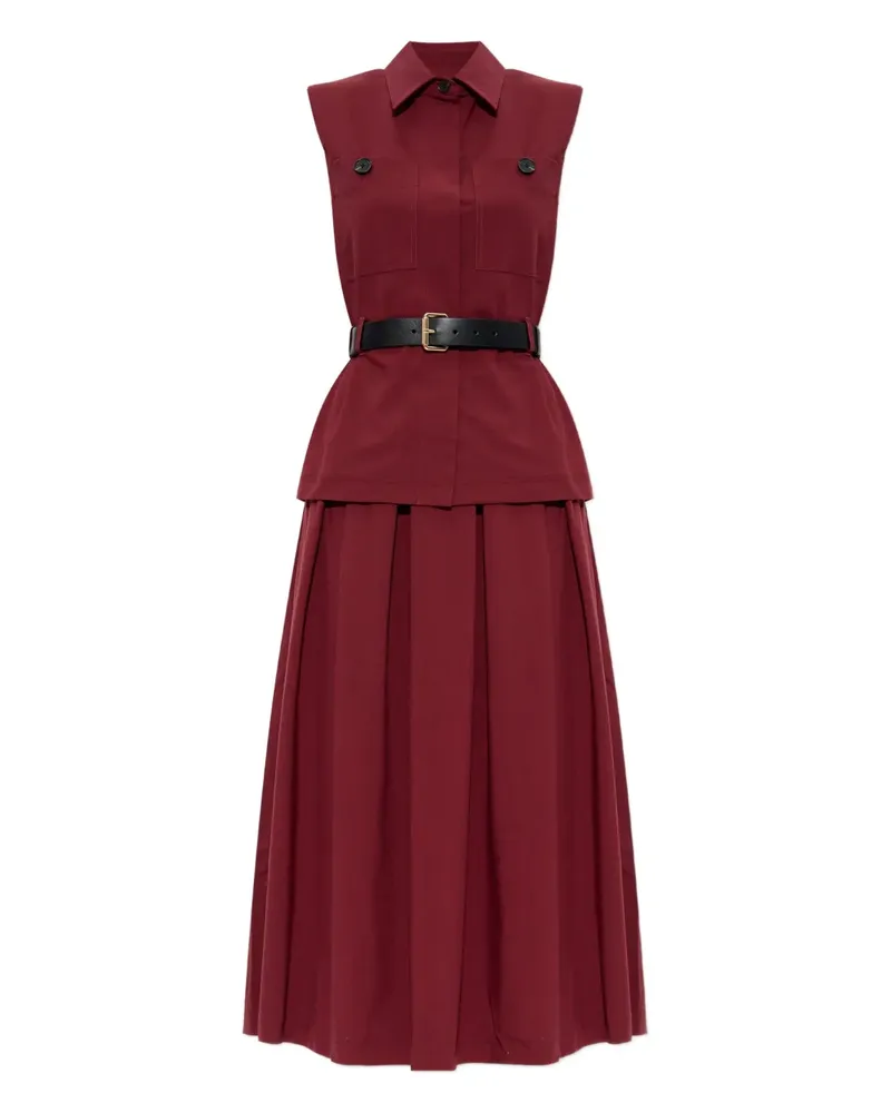 Self-Portrait Kleid mit Gürtel - Rot Rot