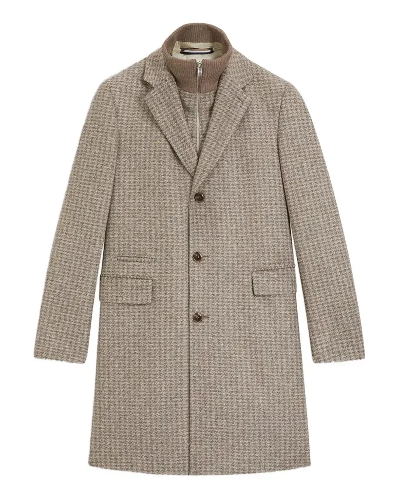 HUGO BOSS Mantel mit Hahnentrittmuster - Nude Nude