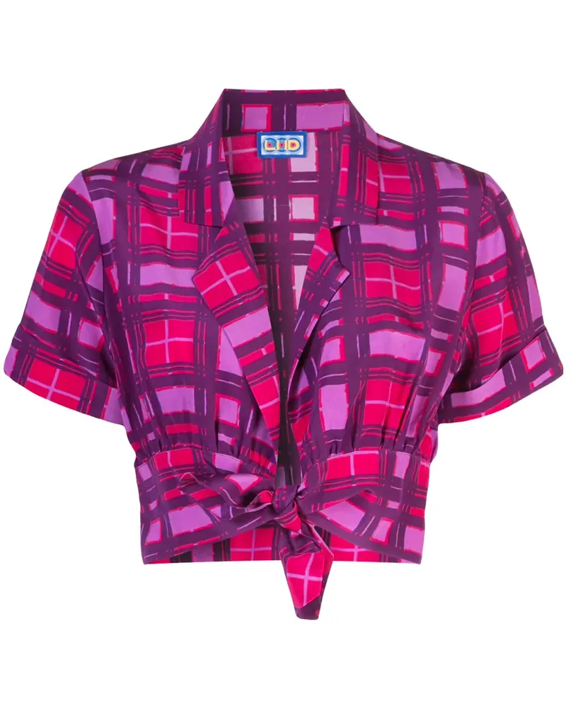LHD Gewickeltes Top mit Karo - Violett Violett