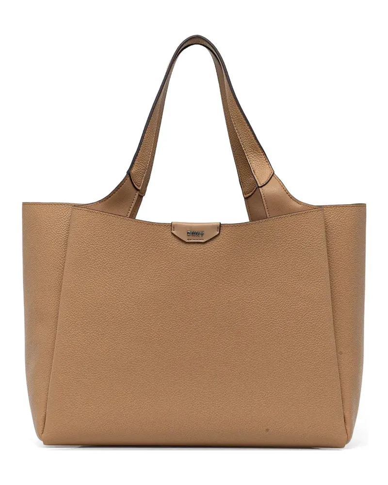 DKNY pebbled leather logo-plaque tote bag - Nude Nude