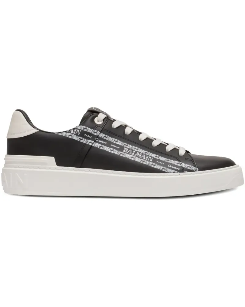 Balmain Sneakers aus Leder - Schwarz Schwarz