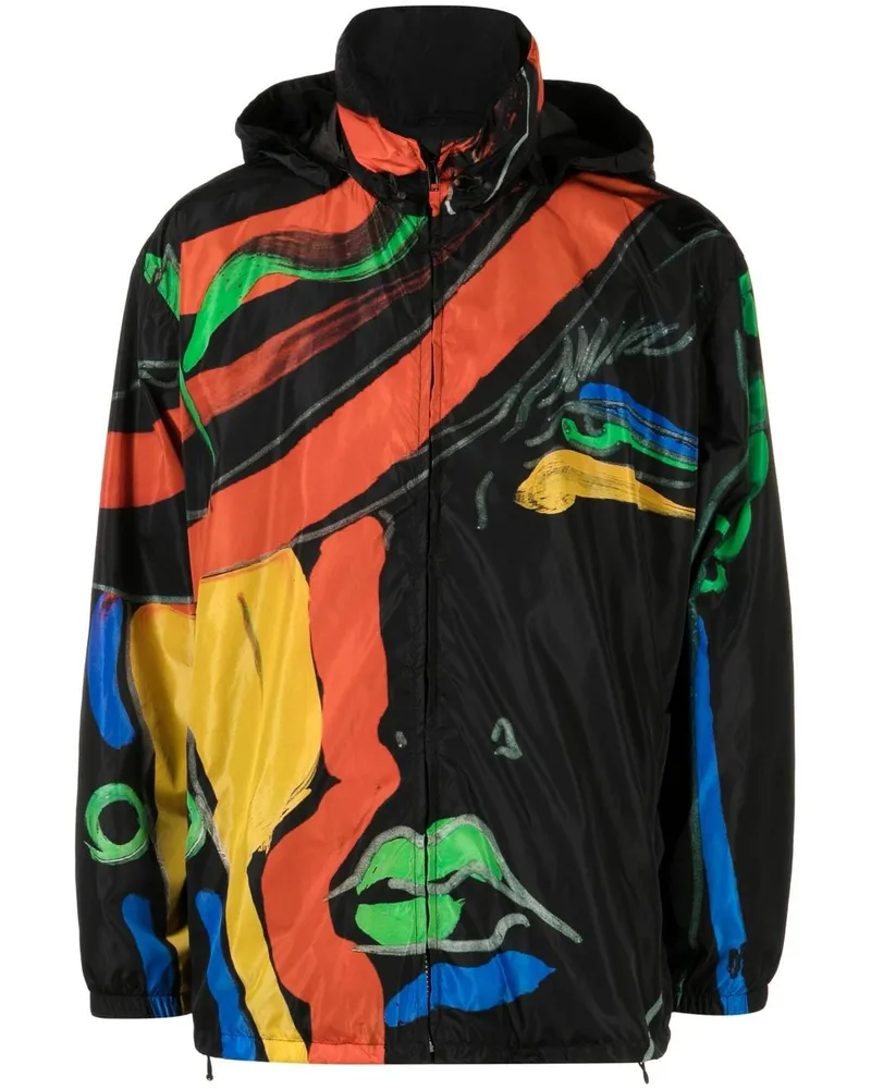 Moschino Kapuzenjacke mit Artwork-Print Schwarz