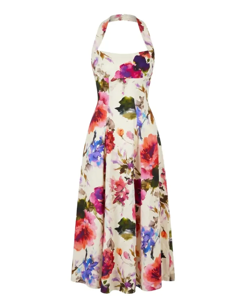NICHOLAS Elisabeth floral-print halterneck dress - Weiß Weiß