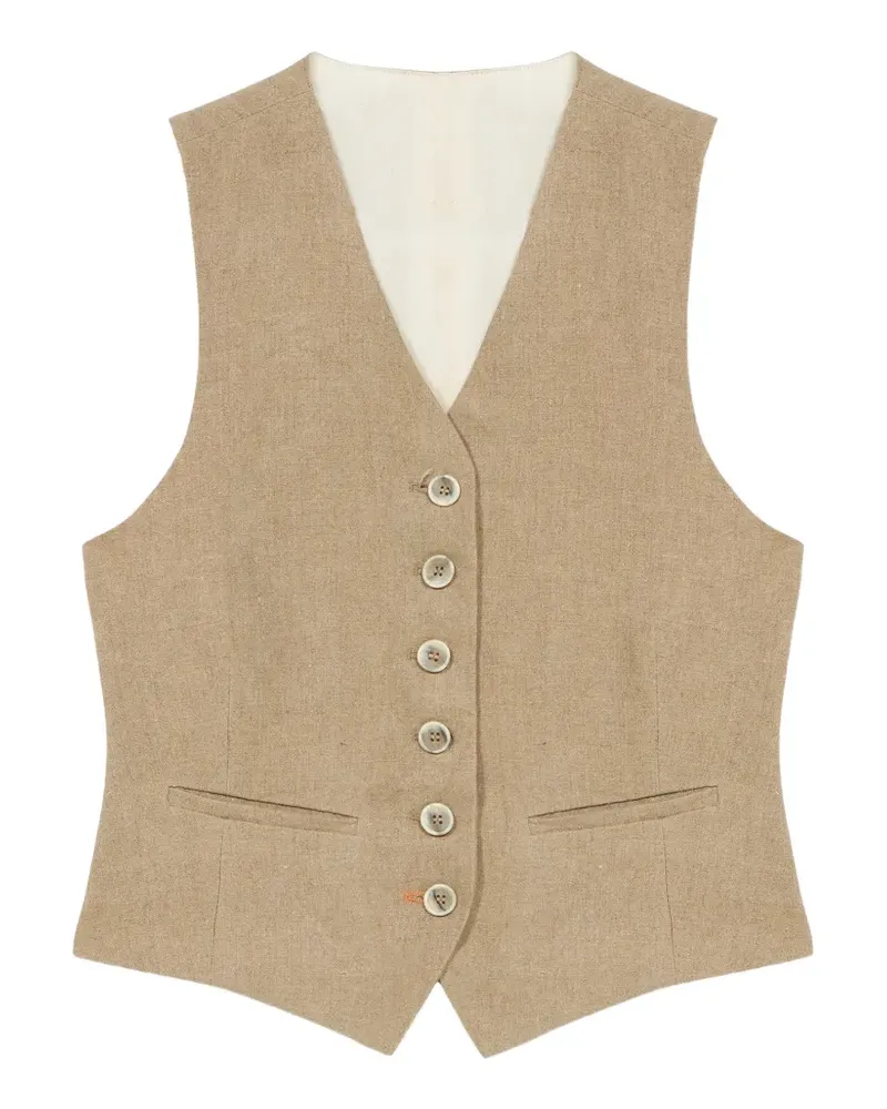 Fortela Demi button welt-pocket waistcoat - Nude Nude