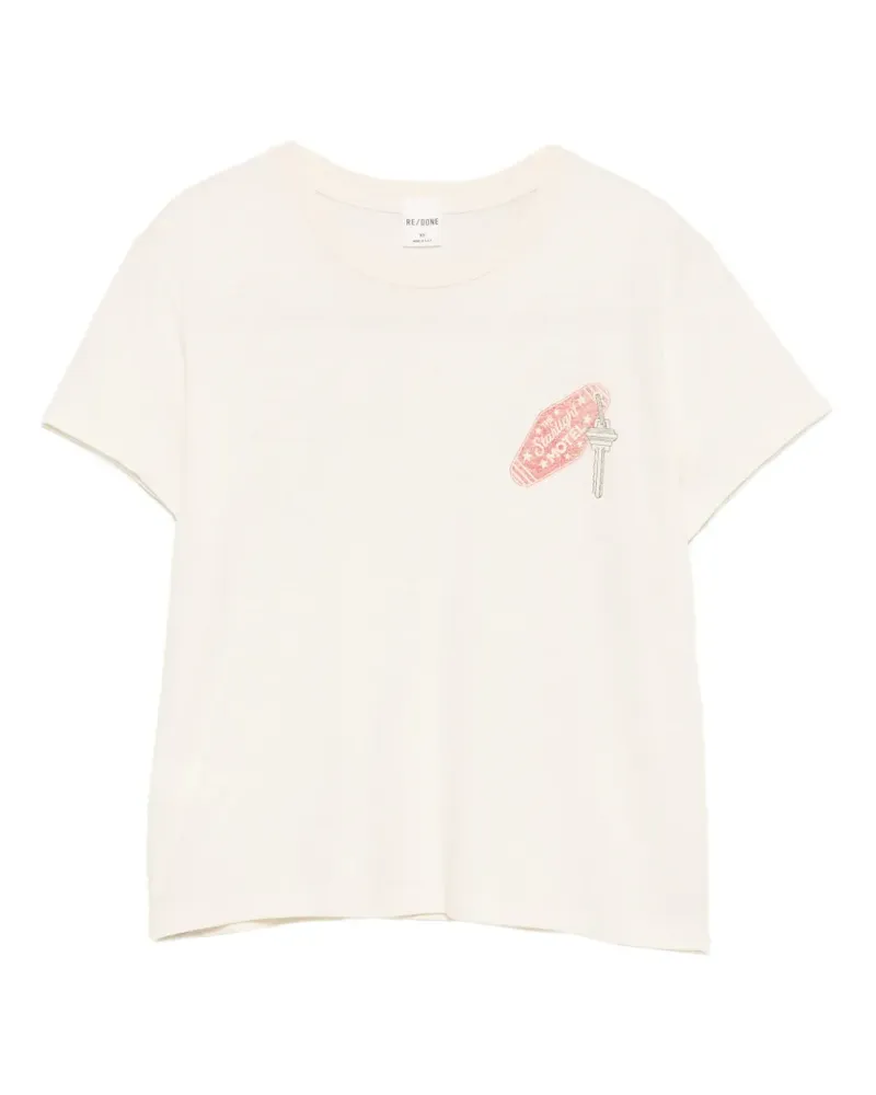 RE/DONE Kurzärmeliges T-Shirt mit grafischem Print - Nude Nude