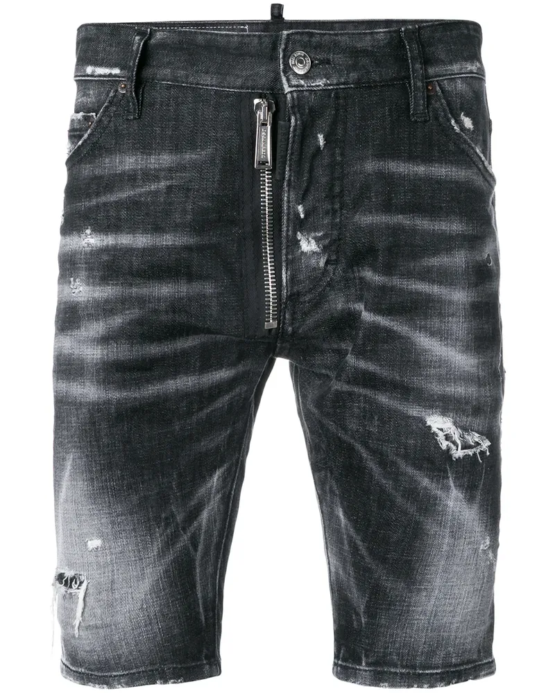 Dsquared2 Jeansshorts in Distressed-Optik - Schwarz Schwarz