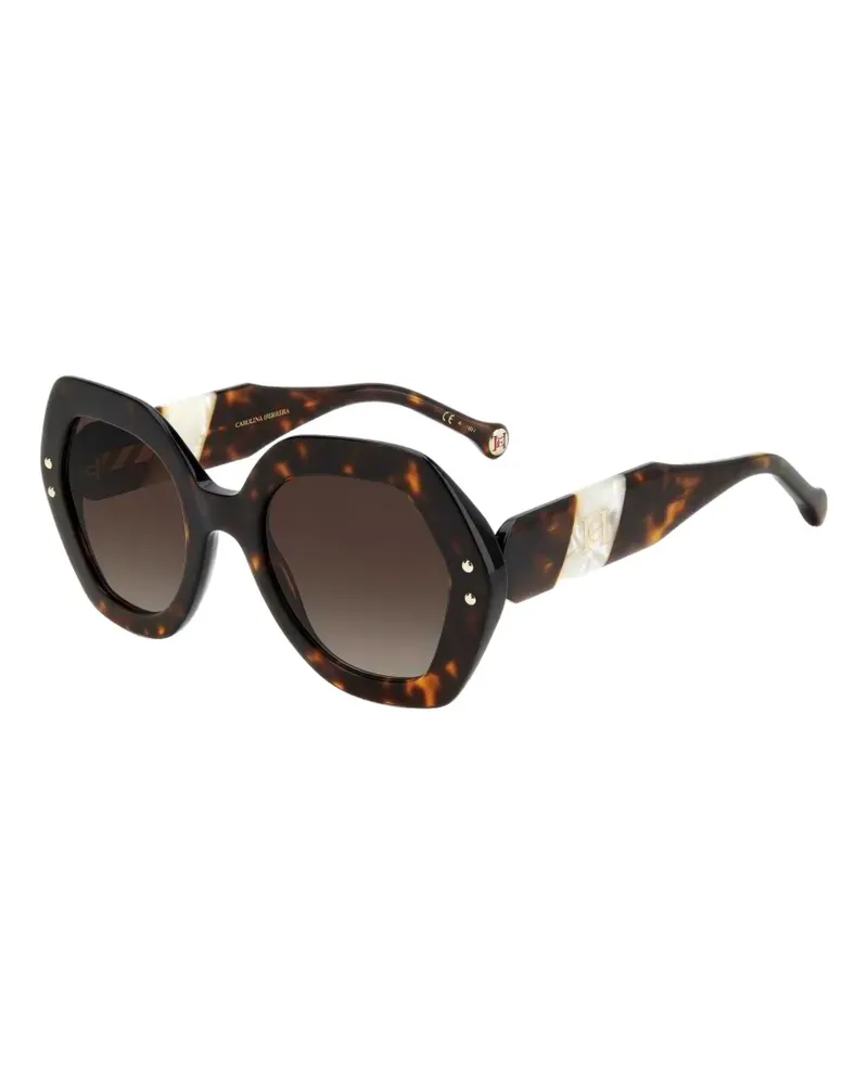 Carolina Herrera New York Geometrische Sonnenbrille in Schildpattoptik - Braun Braun