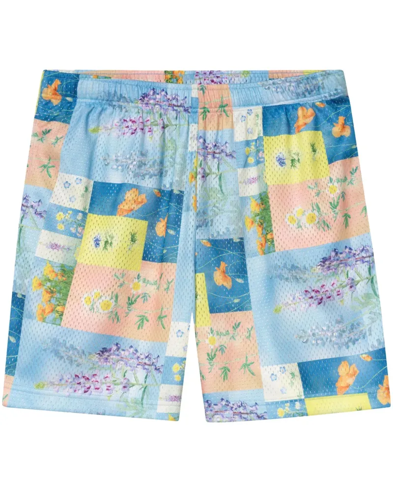 John Elliott + Co Super Bloom Grid Shorts - Blau Blau