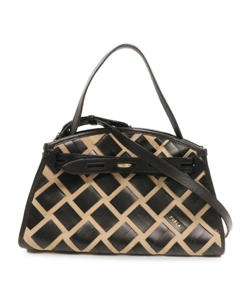 Furla interwoven leather shoulder bag - Schwarz Schwarz