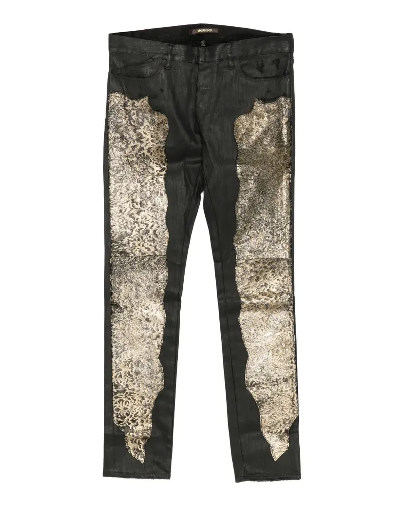 Roberto Cavalli leopard-print metallic-effect jeans - Schwarz Schwarz